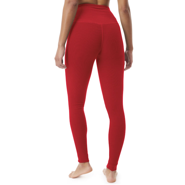 Yoga Leggings aus gerippter Bio-Baumwolle Rot