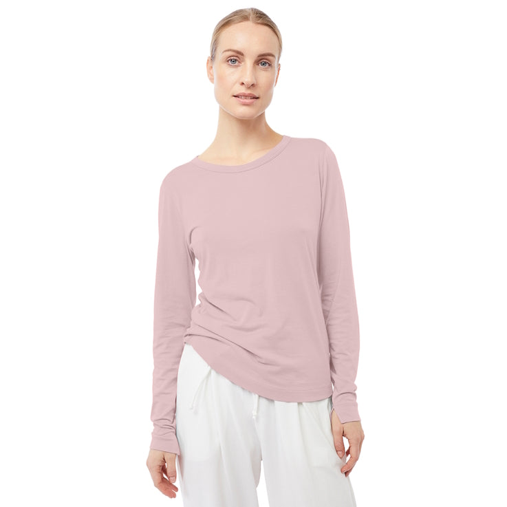 Yoga-Langarmshirt aus Bio-Baumwolle und Modal in Rosa