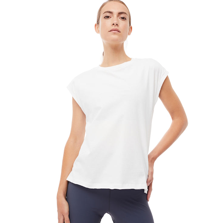 Yoga Kurzarmshirt aus Bio-Baumwolle in Weiss