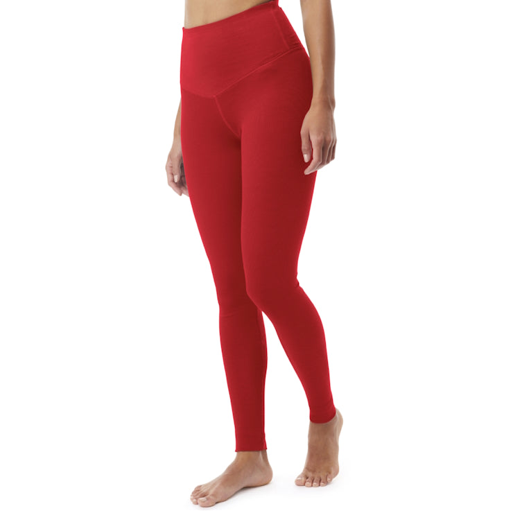 Yoga Leggings aus gerippter Bio-Baumwolle Rot