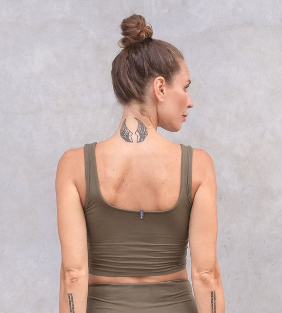 Yoga Croptop von Jaya Tencel-Biobaumwolle Olive