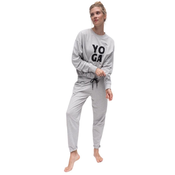 Yoga Kleidung  Hose von Kismet Hellgrau aus Bio-Baumwolle