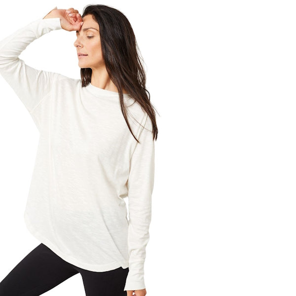 Yoga-Kleidung von Mandala Langarmshirt aus Bio-Baumwolle & Modal in Weiss