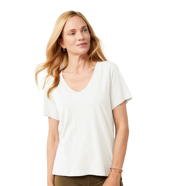 Yoga T-Shirt von Mandala mit V-Ausschnitt aus Bio-Baumwolle & Modal Weiss