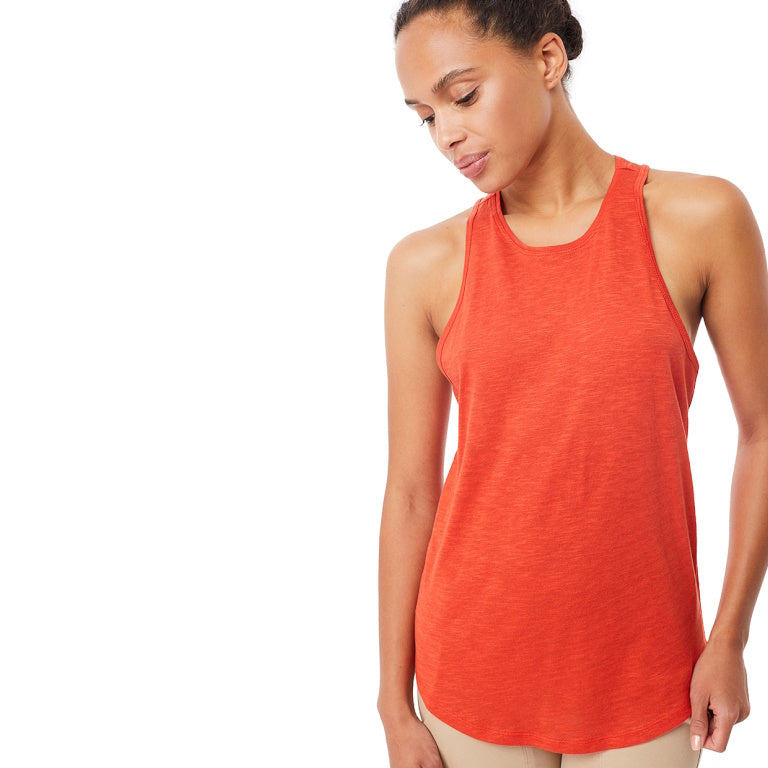 Nachhaltige Yoga Kleiung: Rot-Oranges Top mit Racerback aus Bio-Baumwolle & Modal 