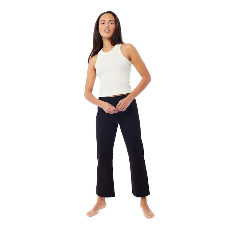Yoga-Top aus gerippter Bio-Baumwolle in Weiss